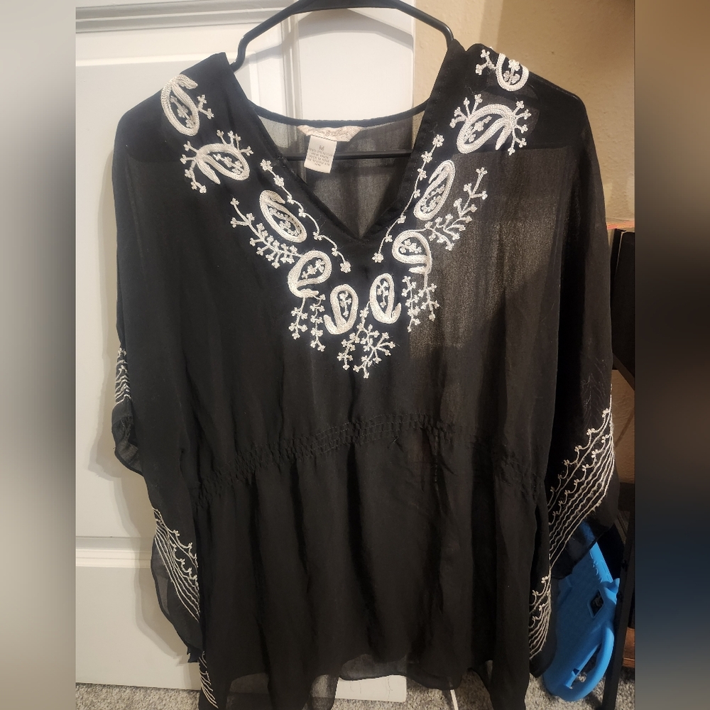 Embroidered Sheer Black Women's Top By Fun & Flirt